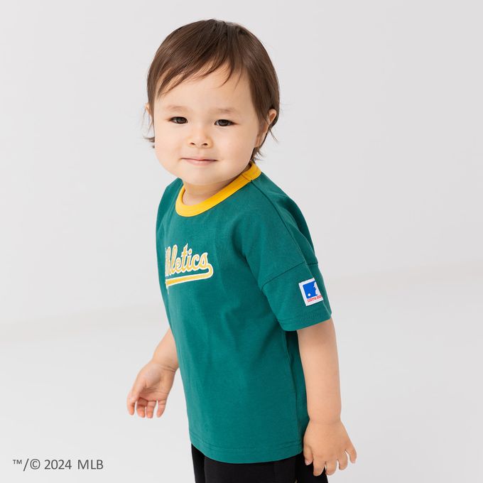 日本 Chil2 - MLB聯名 純棉印花短袖上衣-紐約洋基-白x海軍藍