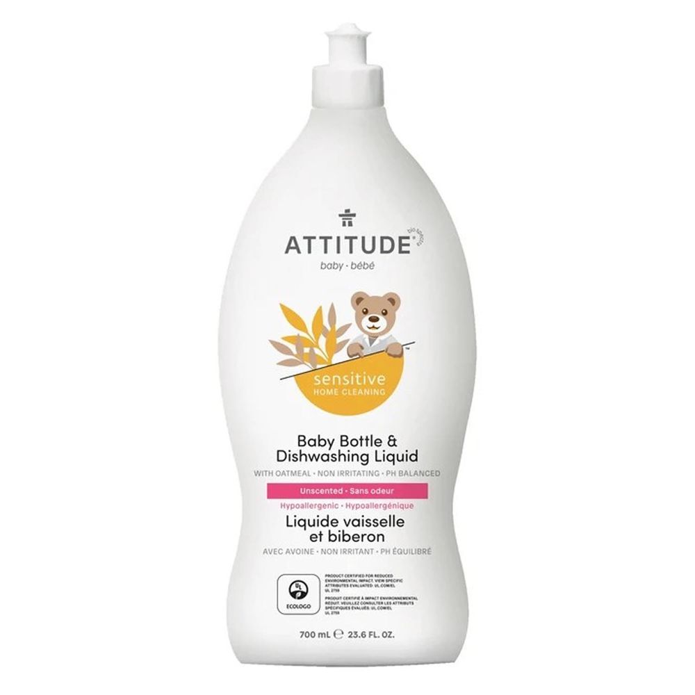 加拿大 ATTITUDE 艾特優 - 寶寶敏感肌膚奶瓶餐具洗潔精-無香精-700ml