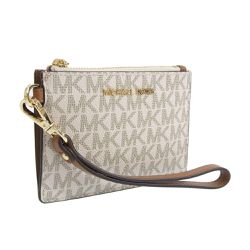 MICHAEL KORS - 經典老花零錢包拉鍊手拿包 (香草白)