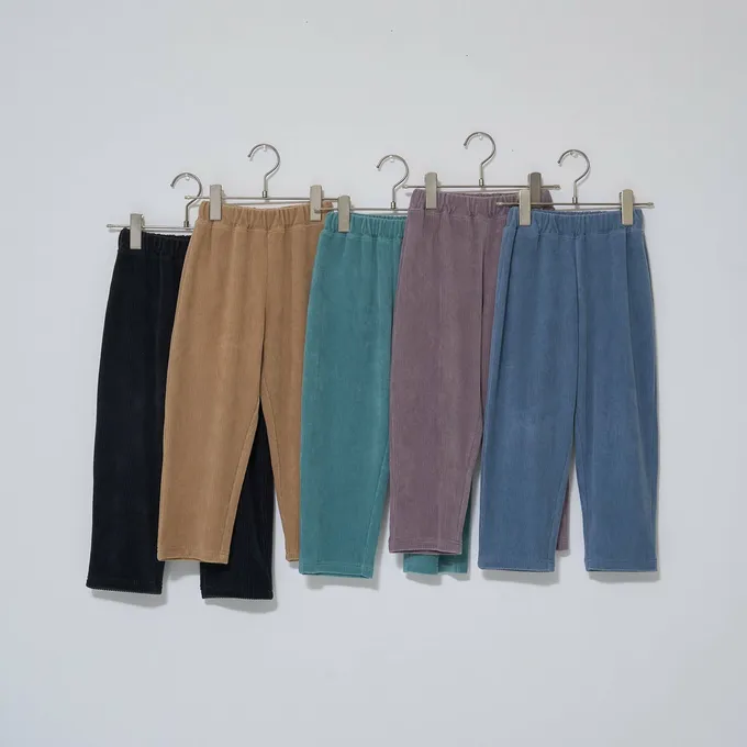 日本 b-ROOM - 柔軟寬鬆織燈芯絨長褲-藍綠