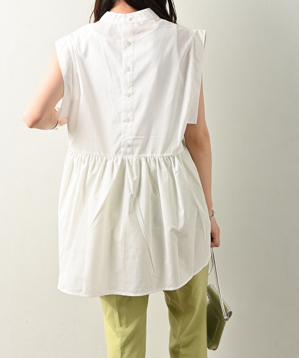 日本 ELENCARE DUE - 顯瘦剪裁無袖上衣-白