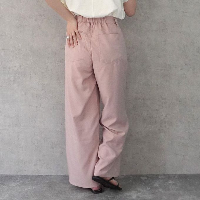 日本女裝代購 - 接觸涼感 腳長效果抗皺休閒寬褲-淺米