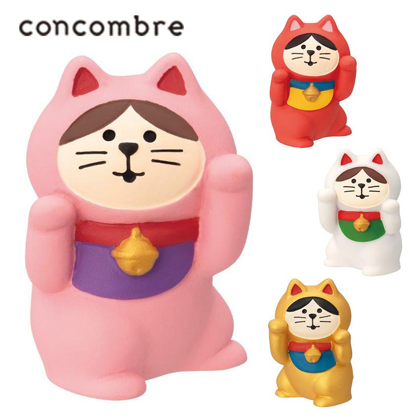 日本 Decole - 全方位的跳舞開運招財貓(4個一組)-桃粉+紅+白+金
