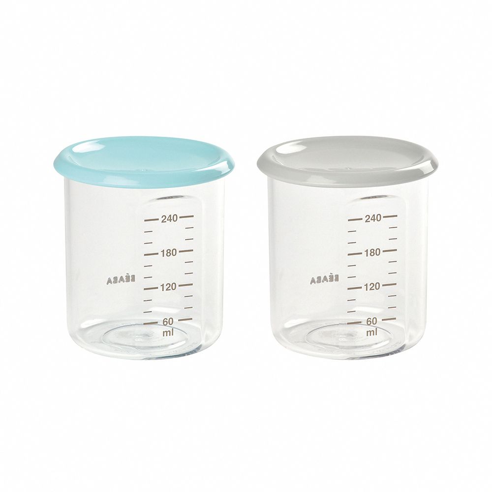 BEABA - Tritan食物儲存罐2件組-藍灰-2x240ml