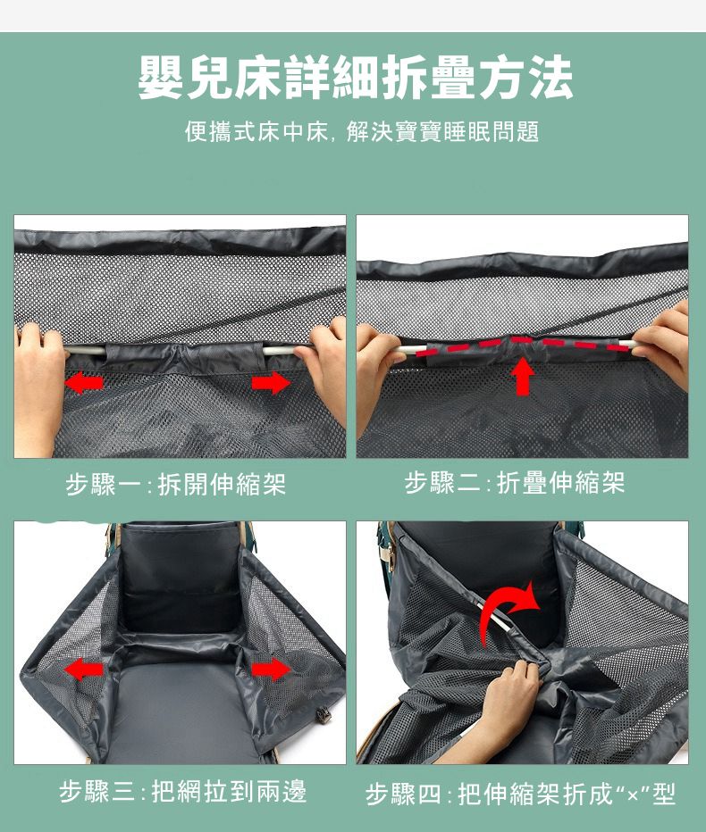 Vanibaby - 多功能嬰兒小床媽媽包 送嬰兒床墊 推車掛帶-粉色