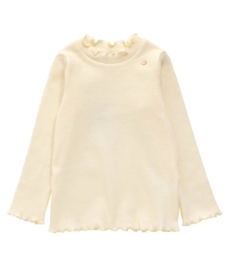 日本 apres les cours - 木耳領舒適彈性長袖上衣/內搭-米杏