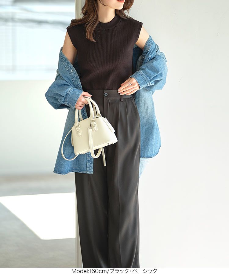 日本 Kobe Lettuce - 彈性羅紋針織無袖上衣(領型可選)-草綠