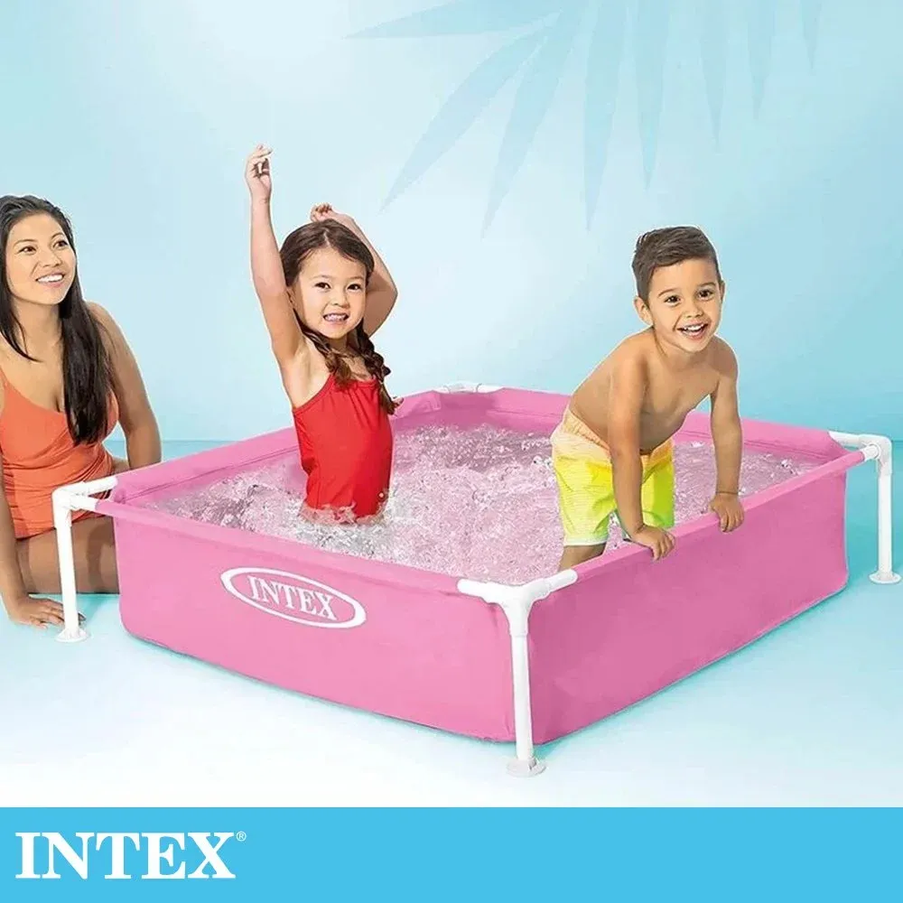 INTEX - 粉紅方型四柱游泳池/戲沙池122x122x30cm(342L) 適2歲+(57172)