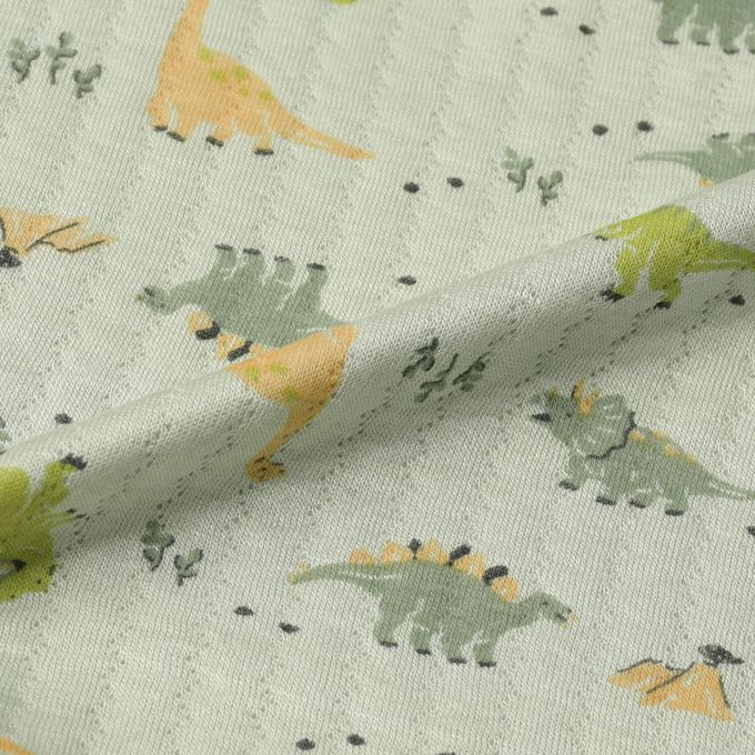 akachan honpo - 長袖家居服 穿衣練習-套頭式 恐龍-淺綠色