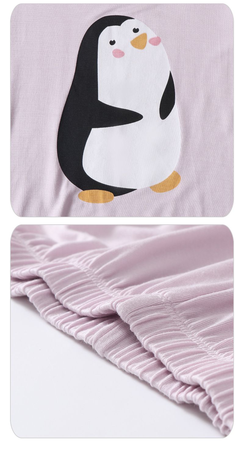 MAMDADKIDS - 莫代爾涼感短袖套裝/家居服-滿滿小企鵝-紫色