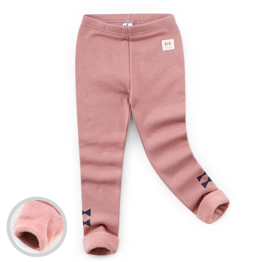 韓國 Jelispoon - (內刷毛)雙蝴蝶結內搭褲-粉紅