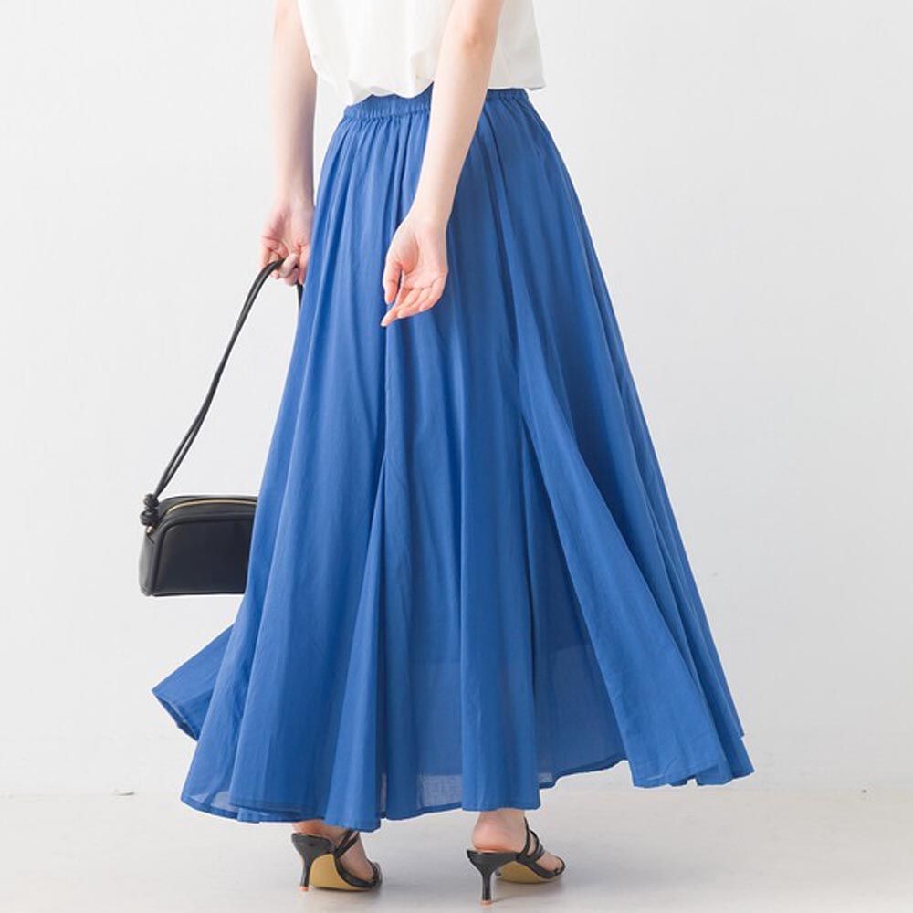 日本 OMNES - 100%印度棉 清爽飄逸長裙-寶石藍