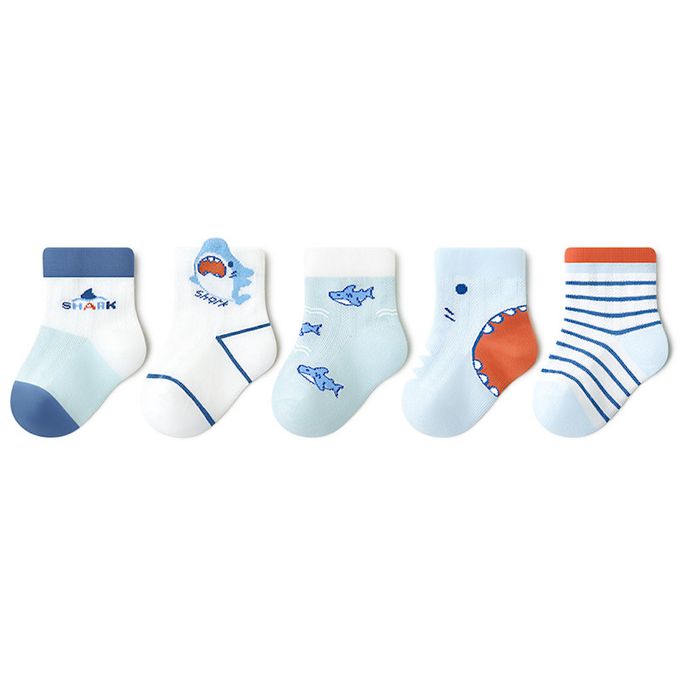 鯊魚寶寶網眼短筒棉襪(腳長9cm起)