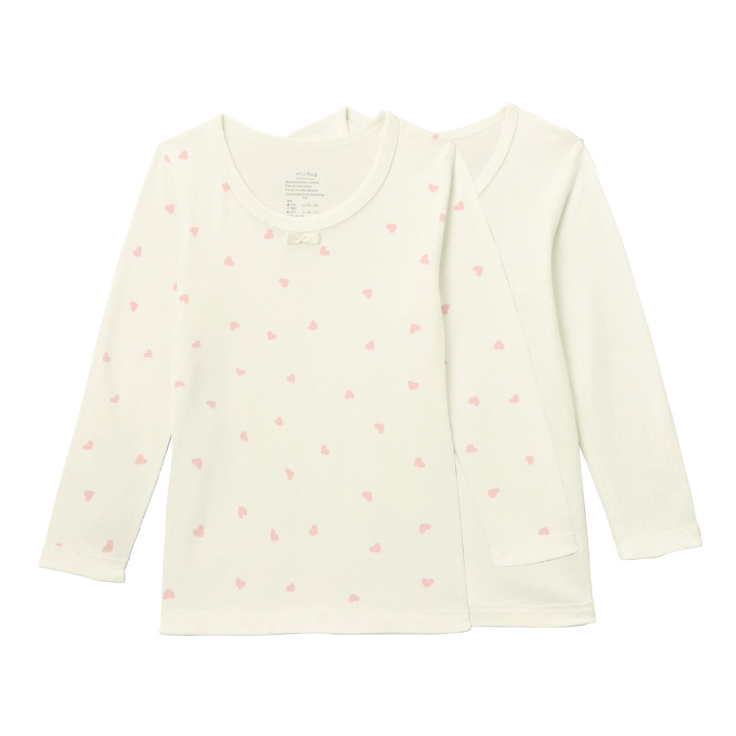 日本千趣會 - uru-hug 保濕保溫材質長袖內搭(2件組)-粉紅x冰棒