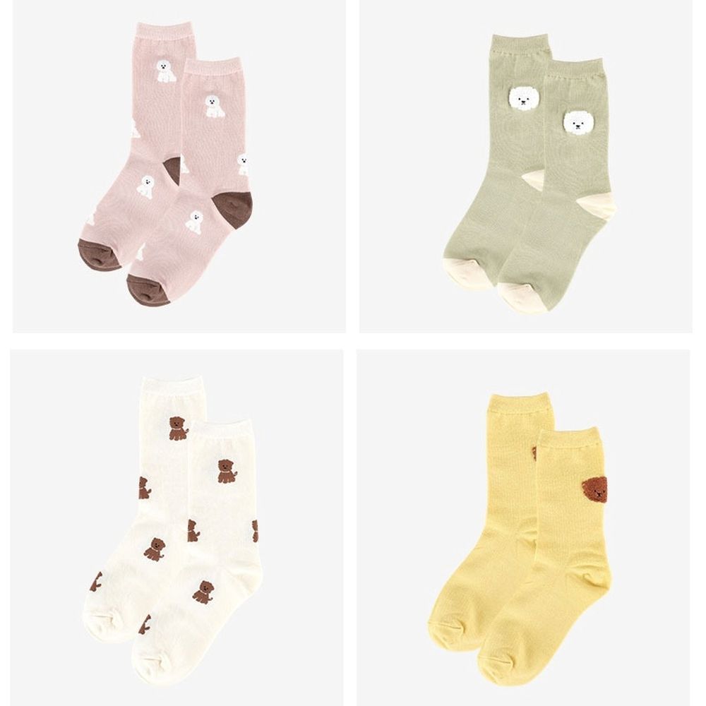 女用襪子/中長筒襪4入組-比熊X貴賓 (220~250mm)