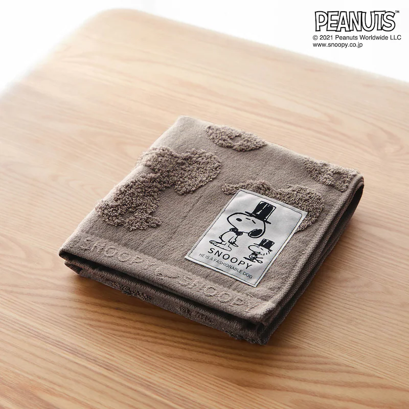 日本千趣會 - 史努比 日本製今治純棉長毛巾-立體剪影-杏 (34x80cm)