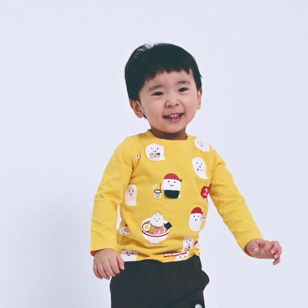 日本 Baby Room - 立體翻翻樂長袖上衣-幽靈拉麵-黑