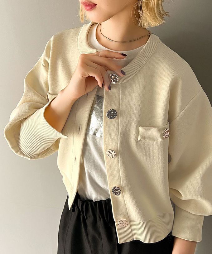 日本 Classical Elf - 風格金屬扣時尚短版開襟外套-黑