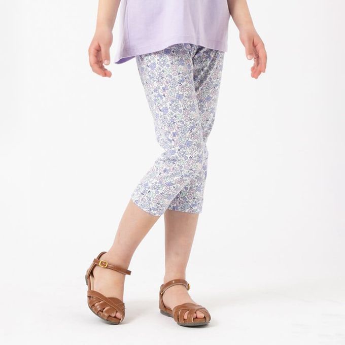 日本 Chil2 - 百搭印花彈力七分褲-薰衣草-黃紫