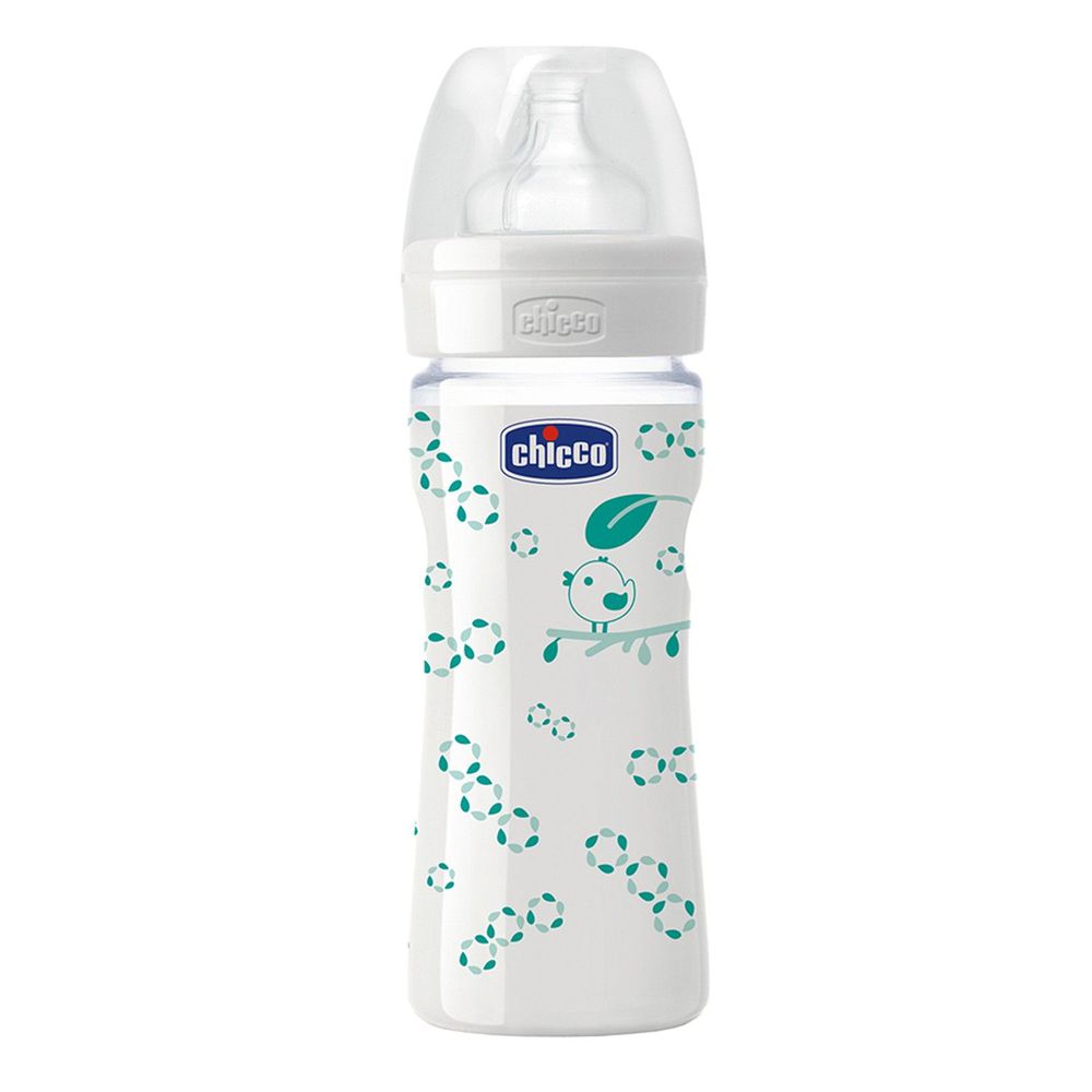 義大利 chicco - 舒適哺乳-自然率性玻璃奶瓶(單孔)-乳膠 (240ml)