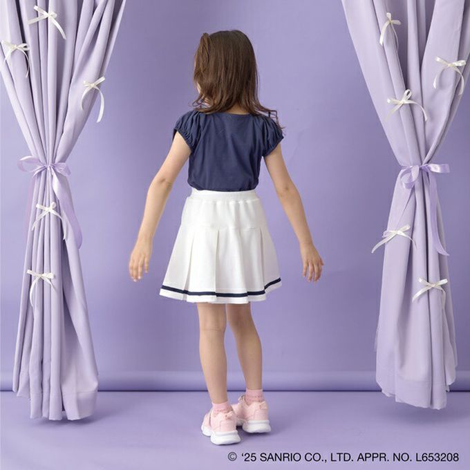 日本 Lycee mine - 100%棉 海洋風法式澎袖上衣-卡通人物大耳狗-紅白條紋