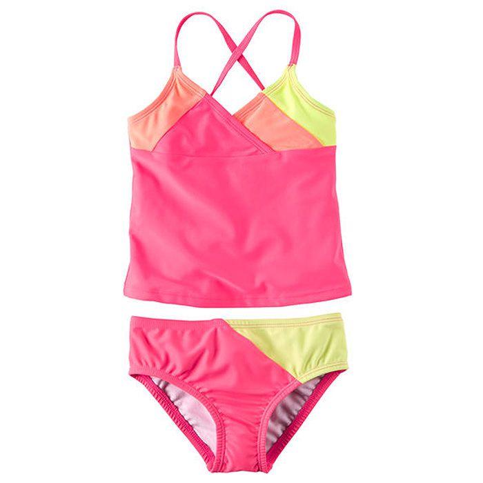 美國 Carter's - 兒童/大童細肩帶泳裝-桃紅幾何