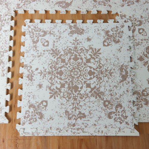 粉塵飛揚-波斯花系列巧拼-咖啡色 (單片62*62cm)-六片入