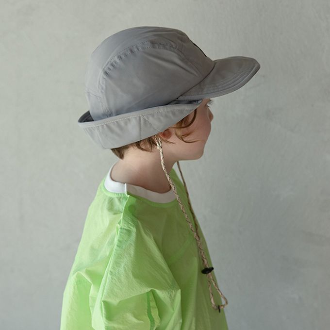 日本 b-ROOM - 帥氣翻折狩獵風遮陽帽-附調節繩-黑 (54cm)