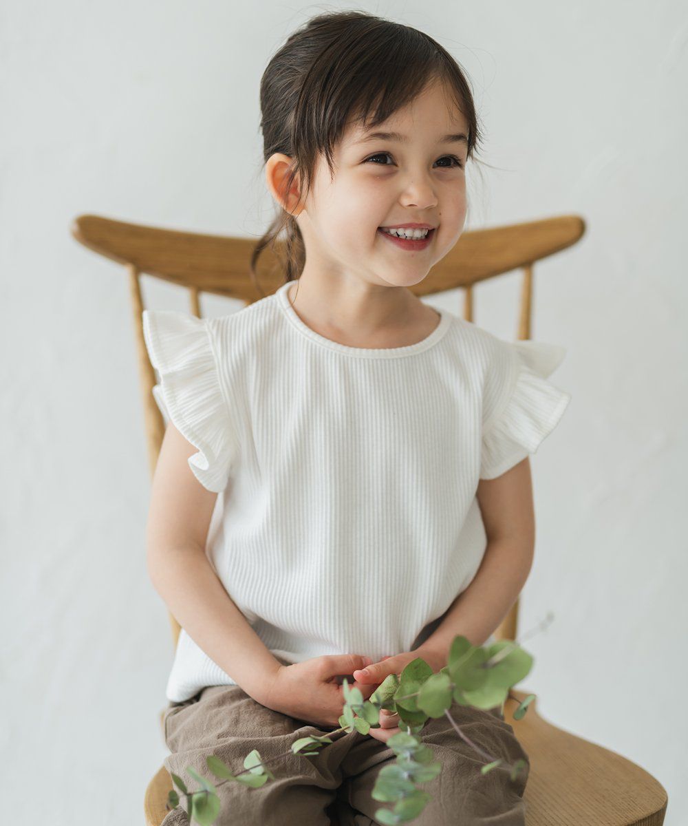 日本 riziere - 小荷葉飛飛袖無袖上衣-天使白