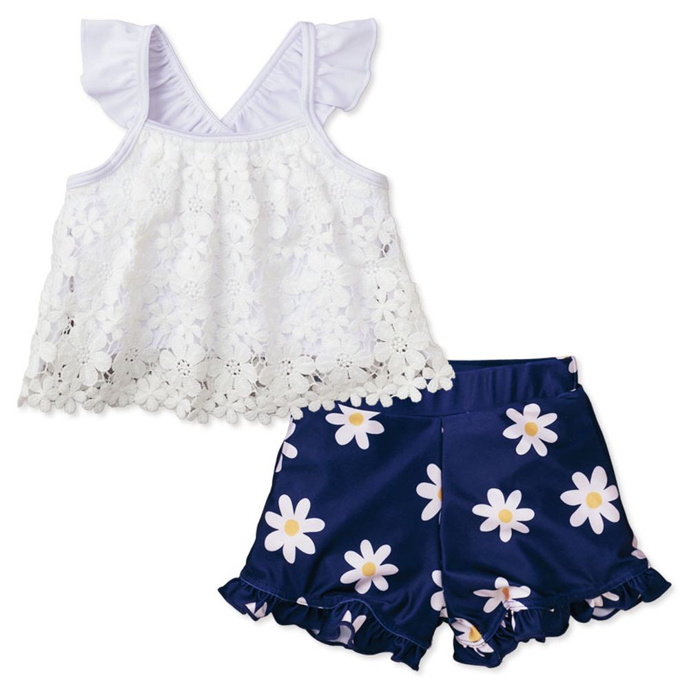 兩件式泳衣-蕾絲-白色