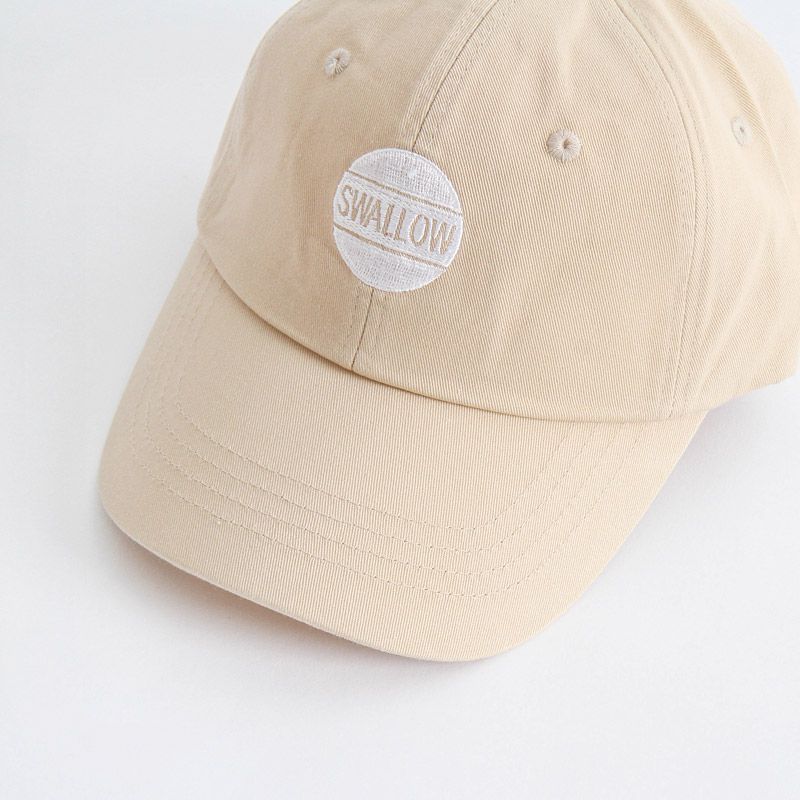 韓國 Babyblee - 字母徽章純色棒球帽-杏 (頭圍：51-55cm)