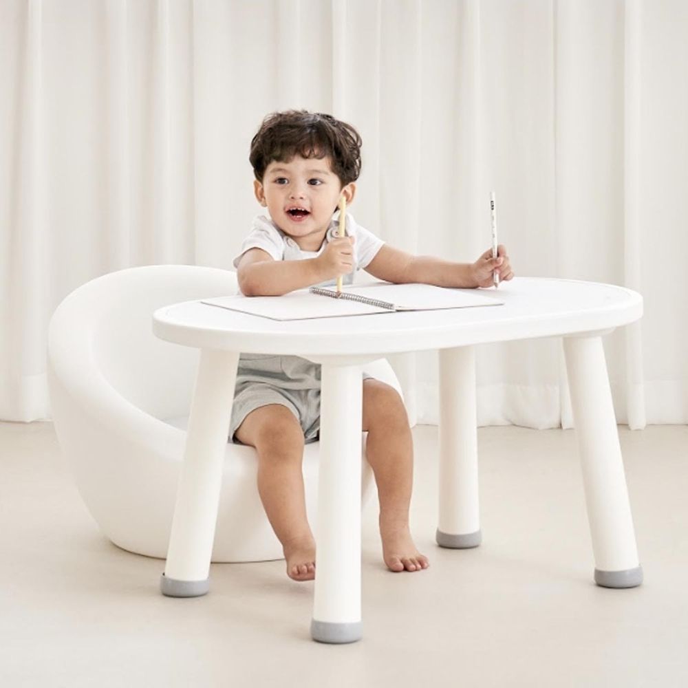 韓國 iFam - 兒童學習桌+小沙發椅優惠組-經典白