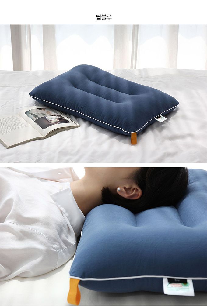 韓國 SSUEIM - 韓國製可水洗防蟎枕頭60x40cm-深藍