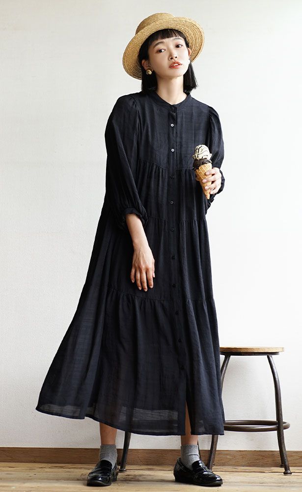 日本 zootie - 2WAY楊柳飄逸澎澎袖洋裝-深綠