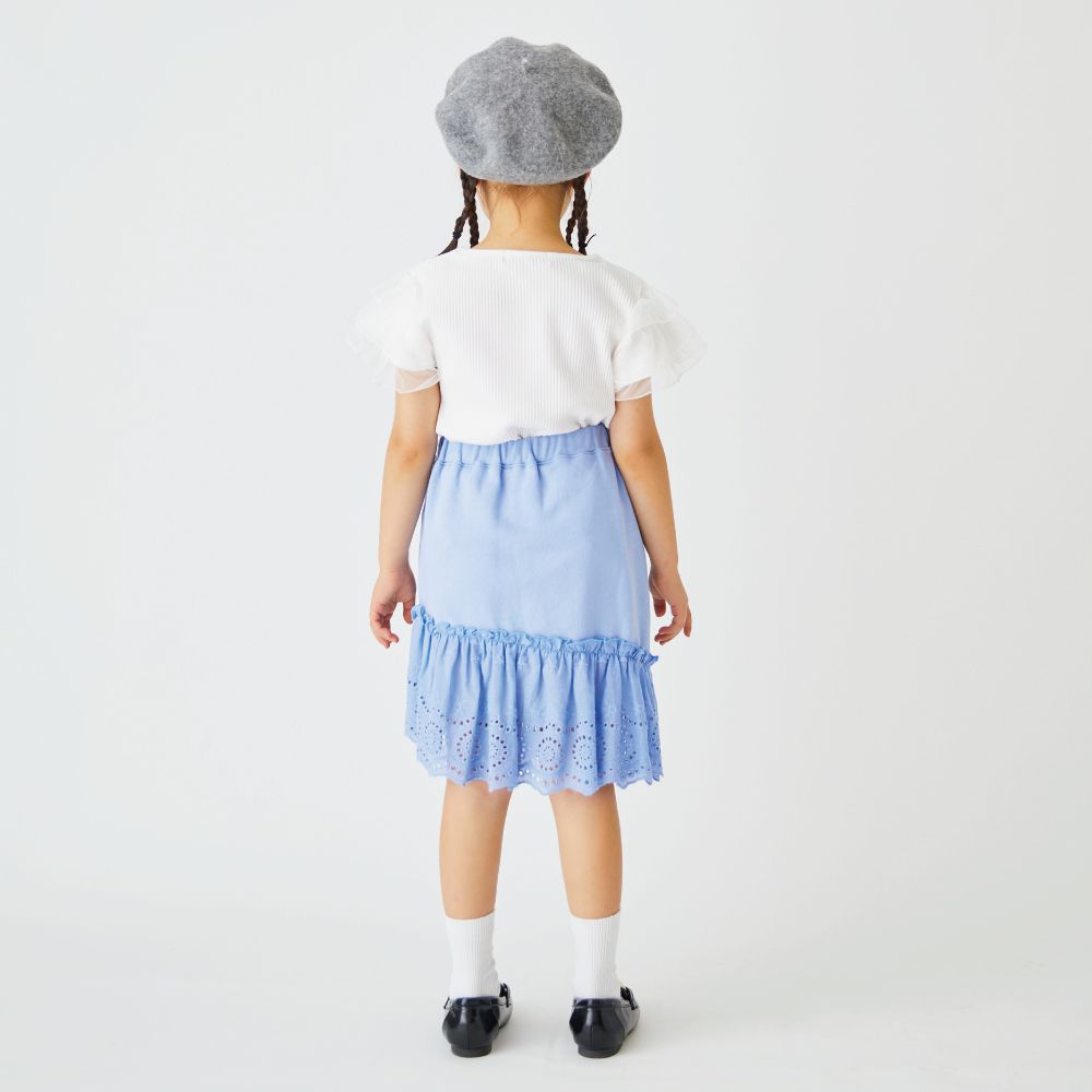 日本 evercloset - 柔軟羅紋獨角獸印花蕾絲袖上衣-粉紅