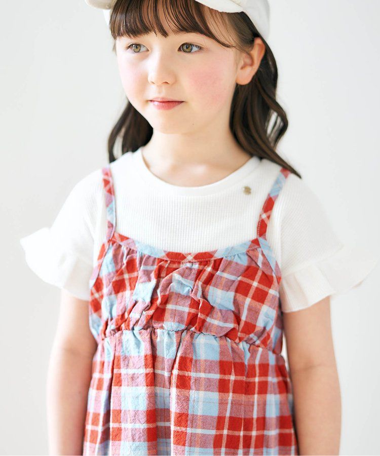 日本 apres les cours - 成熟又可愛的假二件綁帶洋裝-米黃-藍小花