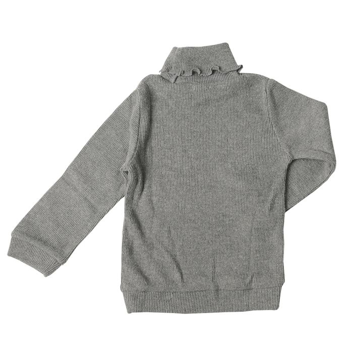 akachan honpo - 高領下擺蝴蝶結T恤-灰色