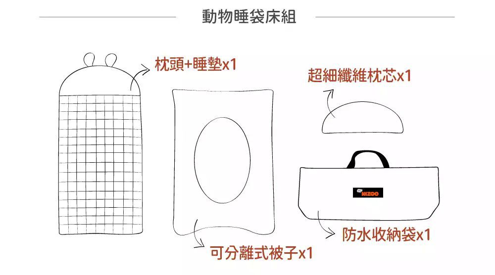 韓國 Hello HiZoo - 手工製莫代爾防蟎抗菌動物兒童睡袋(枕頭+睡墊+被子+收納袋)-粉紅兔 (70x140cm)
