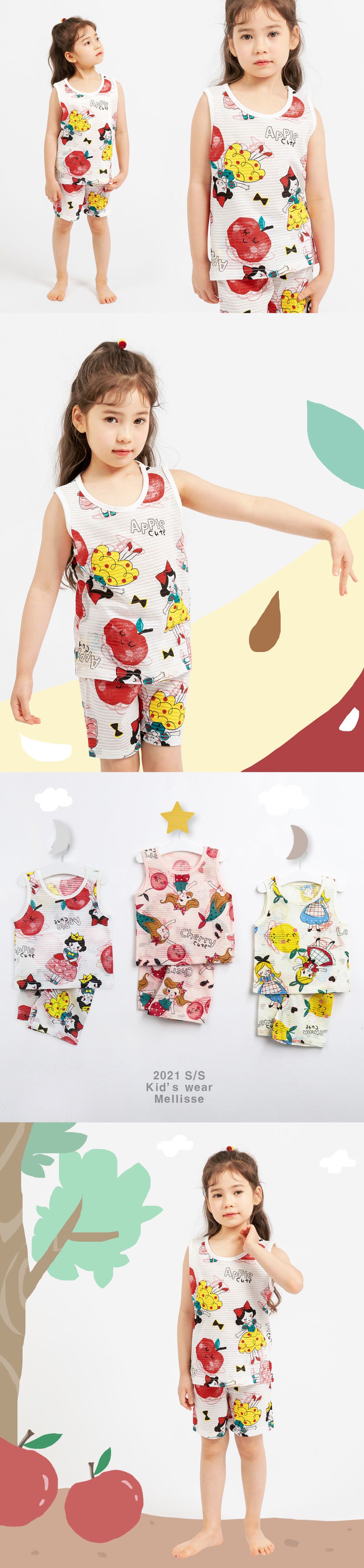韓國 Mellisse - 韓製輕薄透氣無袖家居服(無螢光棉)-白雪公主與蘋果