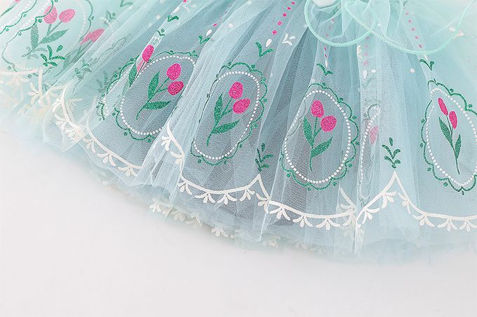 短袖造型公主裙/芭蕾舞裙-卡通人物-安娜-藍+綠