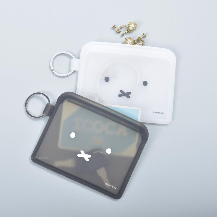 日本P+G design - 米飛透明矽膠小物收納包/卡片收納-米飛臉-白