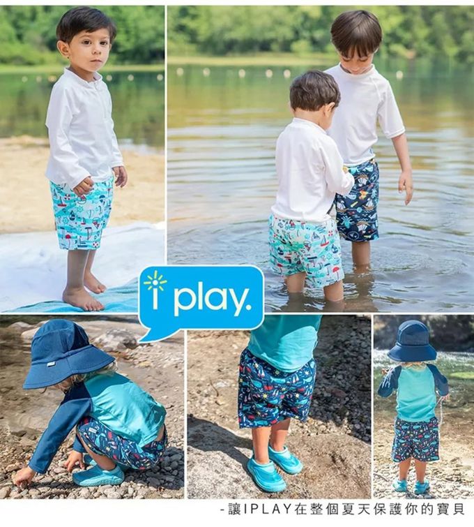 I Play - 海灘褲(無口袋)-鯨魚帆船