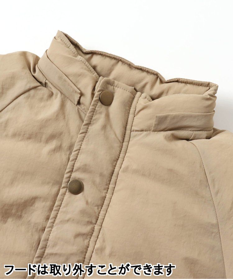 日本 BREEZE - 鋪棉保暖連帽外套-異色拼接-綠x藍