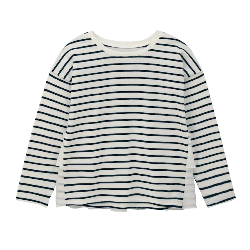 日本千趣會 - (孩子) 後腰蛋糕薄紗拼接長袖上衣-灰杏