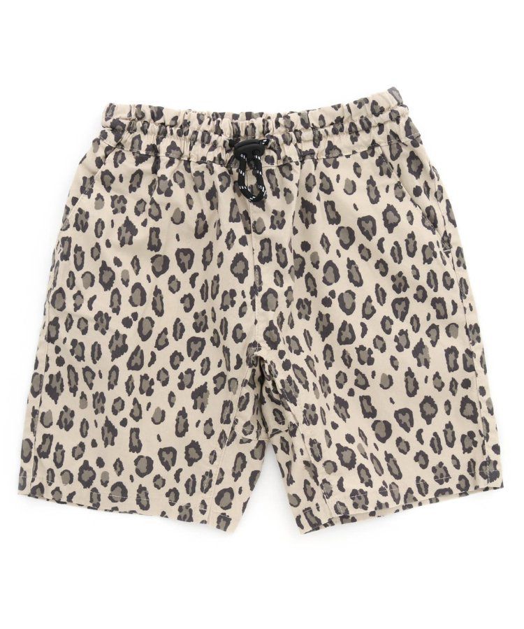 日本 BREEZE - 滿版印花腰束口休閒短褲-圓點-炭黑