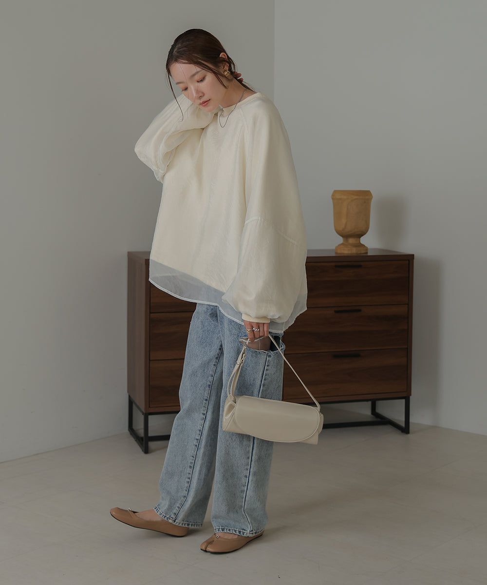 日本 Bab - [推薦]薄紗層次精緻女孩長袖上衣-淺卡其