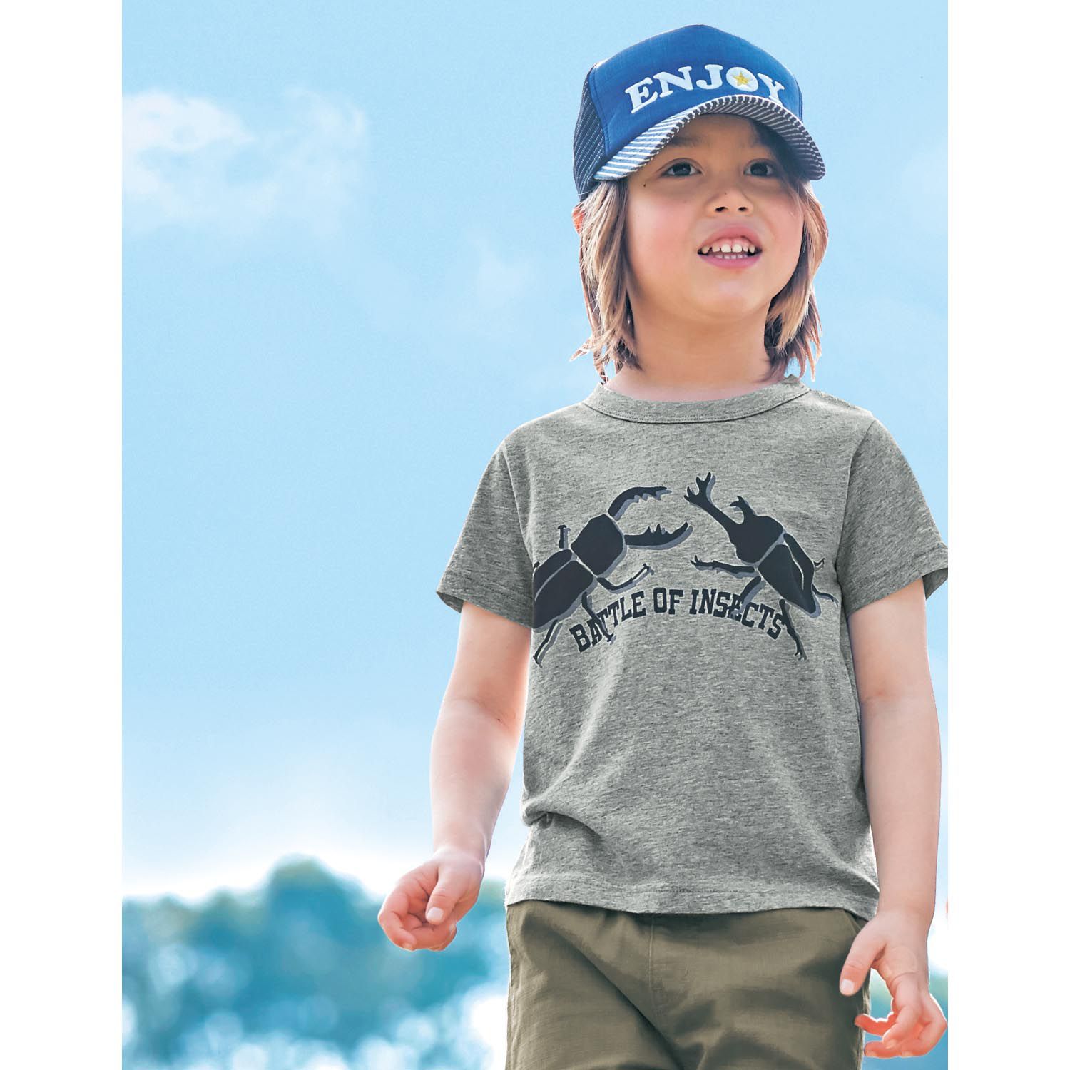 日本千趣會 - GITA 純棉印花短T(抗菌防臭加工)-甲蟲之戰-灰