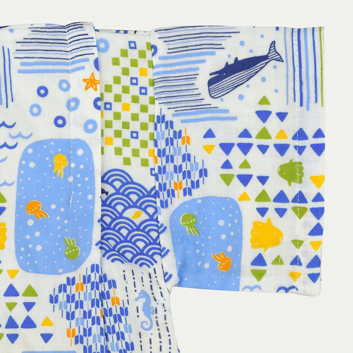 akachan honpo - 甚平包屁衣-海-米白色