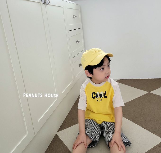 韓國 Peanuts House - COOL字印短袖上衣-黃