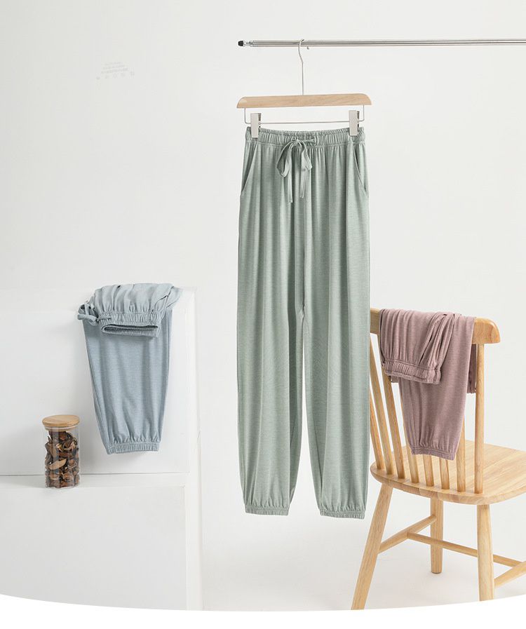 莫代爾薄款休閒家居褲-綠色